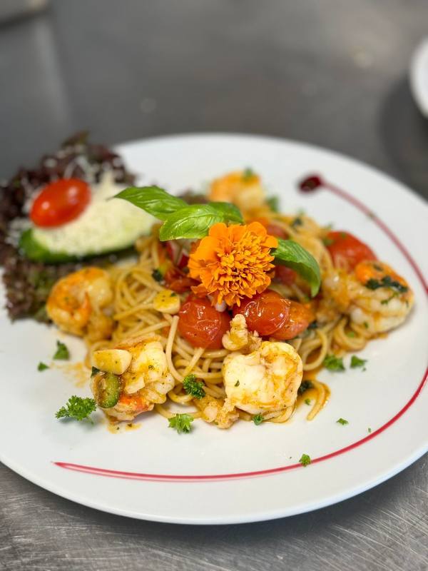 Spaghetti mit Garnelen